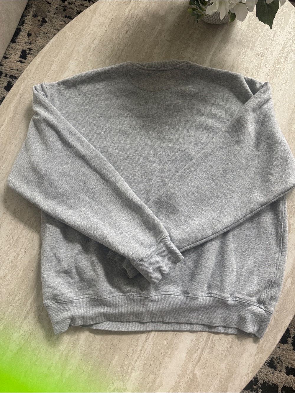 PINK Victoria's Secret Light Gray Crewneck Sweatshirt with Pink Stripe - Picture 3 of 3